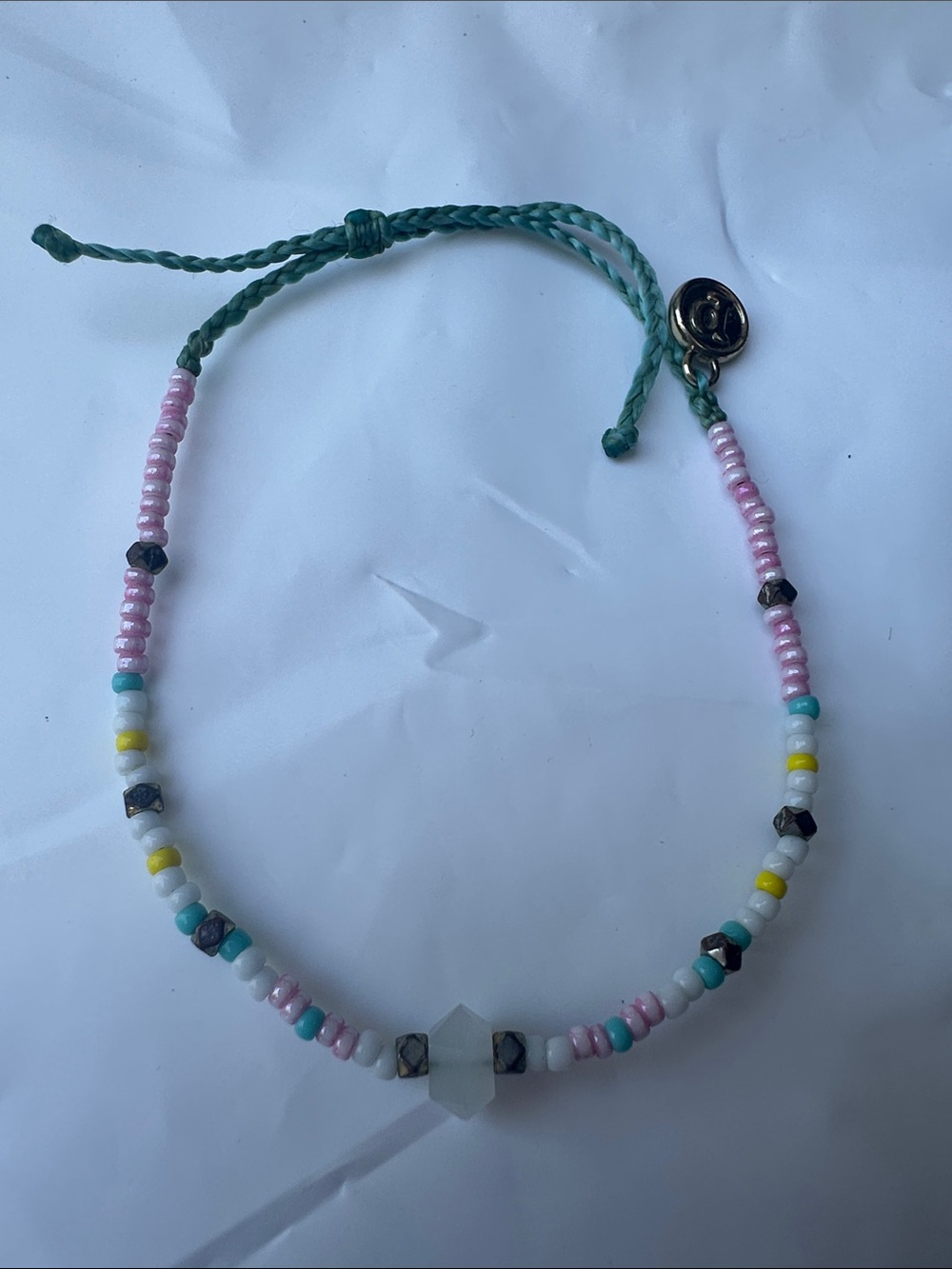 NWOT Pura Vida Beaded Pink and Aqua Adjustable Bracelet